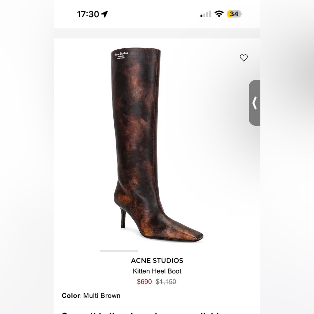 Acne Studios Brown Kitten Heel Boots